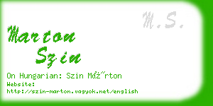 marton szin business card